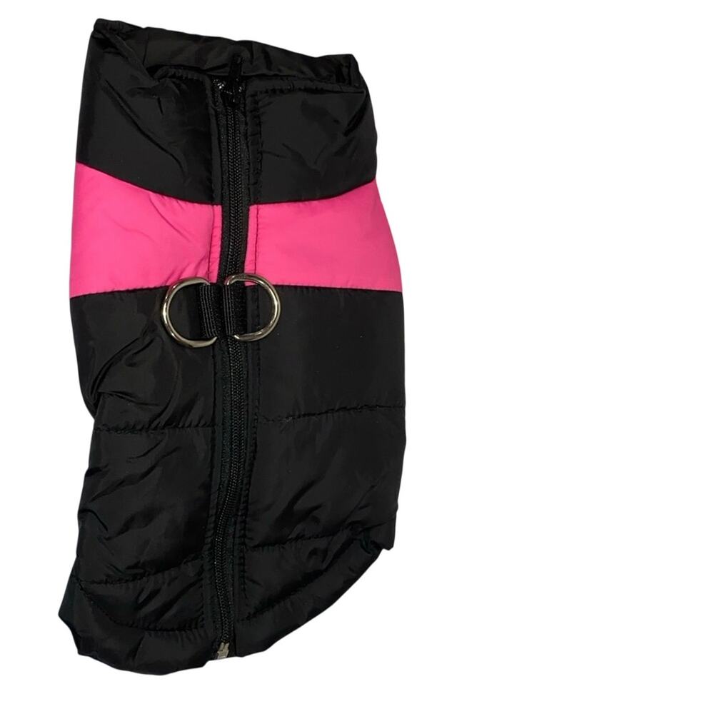 Dog Jacket Medium Black Pink Puffer Coat Warm Quilted Pet‎ Jacket Zip Vest